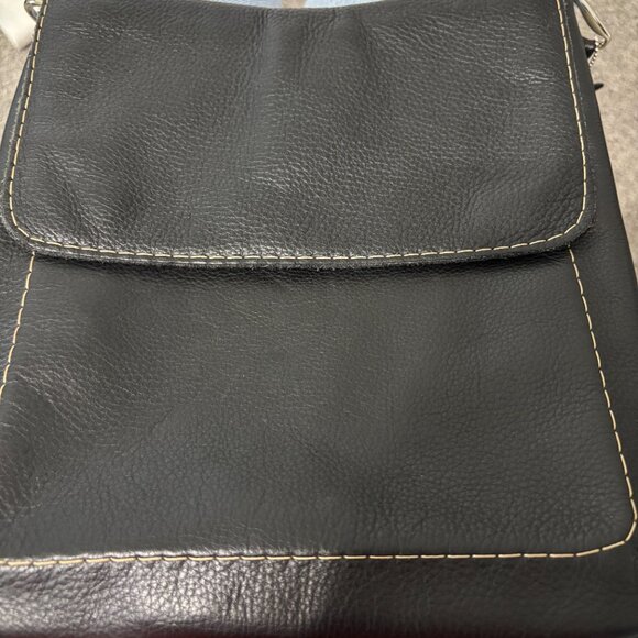 Concepts Canada Medium Black Pebble Leather Flap Cover Cross-Body / Shoulder Bag - Picture 12 of 16